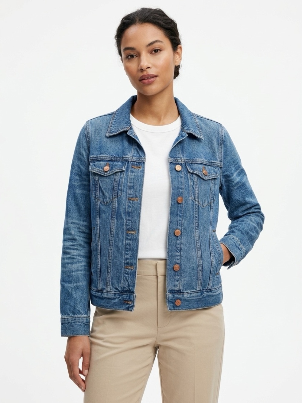 Madewell The Jean Jacket F0370 Copper Hardware Cotton Denim Blue Size S